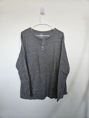 Urban Heritage Men's Heather Grey Long Sleeve Henley Shirt XL Extra Large🔥